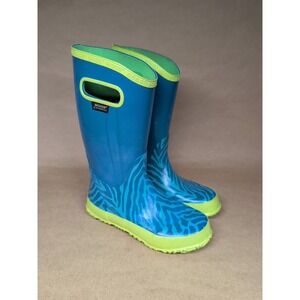 BOGS Youth 3 Zebra Rainboots Waterproof‎ Blue Green Funky Bright Pull On